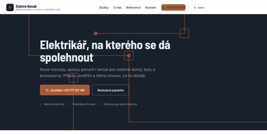 Náhled ukázkového webu pro živnostníka