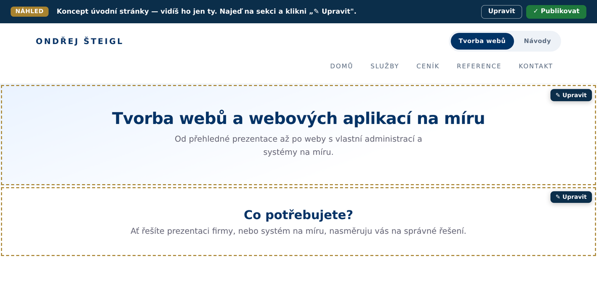 Náhled a tlačítko Publikovat